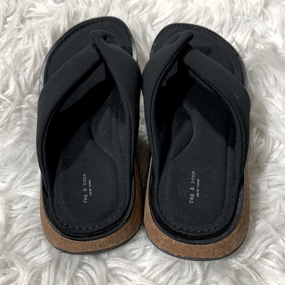 RAG & Bone Parque Flip Flops Sandals Padded Straps Black Neoprene Women Sz 38 - Picture 3 of 9
